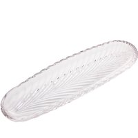Prato Decorativo de Cristal Leaf 39x14x3cm Lyor Travessa Bandeja de Aparador