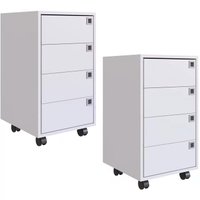 Kit 2 Gaveteiros Para Escritorio 4 Gavetas OB001 Branco PP Milani Store