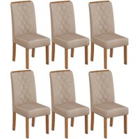Kit 6 Cadeiras De Jantar 31073 Freijo Veludo Creme DJ Moveis