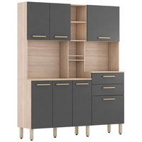 Cozinha Compacta 7 Portas 2 Gavetas Encanto 97201 Avena Grafito Demobile