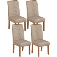 Kit 4 Cadeiras De Jantar 31073 Freijo Veludo Creme DJ Moveis