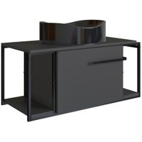 Gabinete Susp E Cuba Marmore Sintetico P1019X941012 Grafite Preto PP