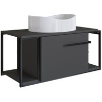 Gabinete Susp E Cuba Marmore Sintetico P1019X941012 Grafite Branco PP