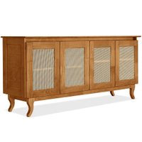 Buffet Aparador 4 Portas Com Tela 0709500 Imbuia Madeira Pinus AT Moveis