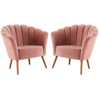 Kit 2 Poltronas Decorativas Pes Tauari 7048 Veludo Rosa Dmobiliario