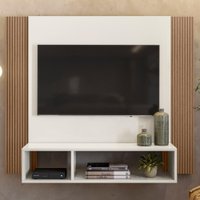 Painel Para TV 40 Polegadas 13949 Off White Cristal Ripado Madeira Dmad