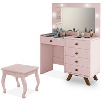 Kit Penteadeira Com Banqueta Em MDF 00809101X022034 Rose LPA