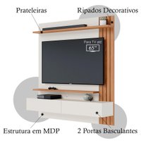 Painel Home Suspenso TV 65 Polegadas Juriti Off White Matte Freijo CLB