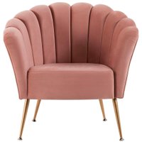 Poltrona Decorativa Pes Aço Dourado 7048 Veludo Rosa Dmobiliario