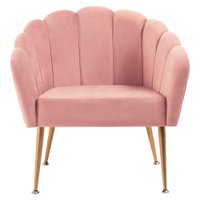 Poltrona Decorativa Pes Aço Dourado 7049 Veludo Rosa Dmobiliario