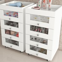 Kit 02 Carrinhos Organizador de Maquiagem PE2009 Branco Tecno Mobili