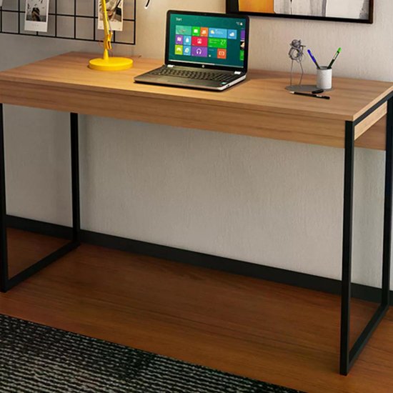 Mesa Escrivaninha Pes Tubular ME4160 Amendoa Preto Tecno Mobili