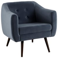 Poltrona Decorativa Base Tabaco 7015 Veludo Azul Marinho Dmobiliario