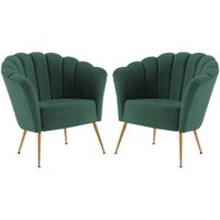 Kit 2 Poltronas Decorativas Pes Aço Dourado 7048 Veludo Verde Dmobiliario