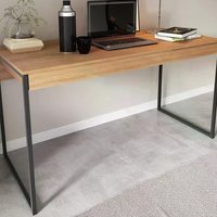 Mesa Escrivaninha 1 Gaveta Pes Tubular ME4156 Amendoa Preto Tecno Mobili