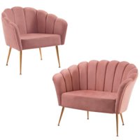 Kit Namoradeira e Poltrona Decorativa 7050X7049 Veludo Rosa Dmobiliario