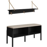 Conjunto Sapateira Banco Estofada e Prateleira Nero Artesano