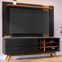 Painel TV 70 Polegadas Leme E Rack 2 Portas Noronha Preto Noce Milano CLB