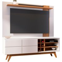 Painel TV 70 Polegadas Leme E Rack 2 Portas Noronha Off White Matte Freijo CLB