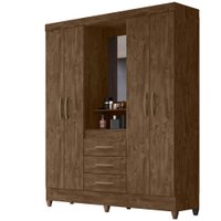 Guarda Roupa 4 Portas Com Espelho 8313 Castanho Wood Moval