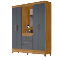 Guarda Roupa 4 Portas Com Espelho 8310 Freijo Cinza Moval