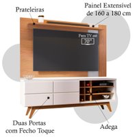 Painel TV 70 Polegadas Leme E Rack 2 Portas Noronha Freijo Off White Matte CLB