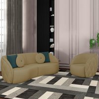 Jogo Sofa 240 cm 3 Lug E Poltrona 1 Lug Passion TCE 1025 Linho Moll