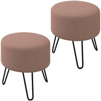 Kit 2 Puff Puf Para Sala Pes Metal Small Veludo SL 949 Peer