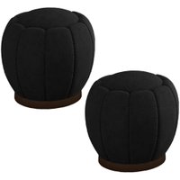 Kit 2 Puff Puf Para Sala Base Metal Chocolate Tull SL 944 Veludo Peer