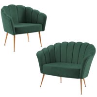 Kit Namoradeira e Poltrona Decorativa 7050X7049 Veludo Verde Dmobiliario