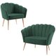 Kit Namoradeira e Poltrona Decorativa 7050X7049 Veludo Verde Dmobiliario