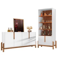Cristaleira 050519 E Buffet 050518 Para Sala Branco Cedro DCASA