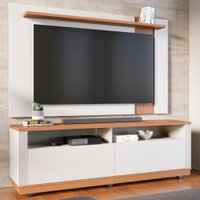 Rack 2 Portas Mamore E Painel TV 70 Polegadas Leme Off White Matte Freijo CLB