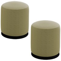 Kit 2 Puff Puf Para Sala Base Metal Preto Saien Linho SL 75 Peer