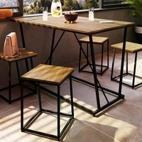 Conjunto Mesa De Jantar 4 Banquetas Baixa Preto Noce Oro PP Milani Store