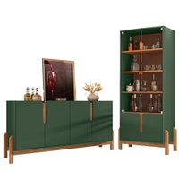 Cristaleira 050519 E Buffet 050518 Para Sala Verde Oliva Cedro DCASA