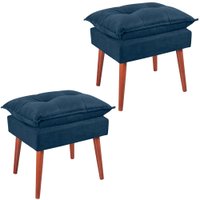 Kit 2 Puff Puf Opall Pes Palito 55x40cm Suede Azul Marinho MPassos