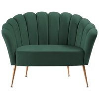 Sofa Namoradeira 2 Lug 135 cm Aço Dourado 7050 Veludo Verde Dmobiliario