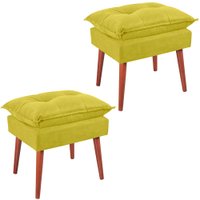 Kit 2 Puff Puf Opall Pes Palito 55x40cm Suede Amarelo MPassos