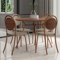 Conjunto Sala de Jantar 4 Cadeiras Nolita Carraro Fre/Ros/Are