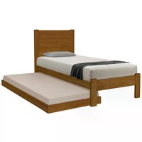 Cama Solteiro Com Auxiliar Madeira Maciça Lara Imbuia AT Moveis