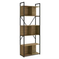 Estante Com Nicho 200x72cm Industrial Crome LI014 Freijo Preto Kappesberg