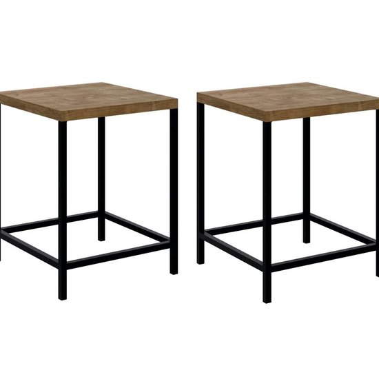 Kit Com 02 Banquetas Baixas Steel Quadra 27815 Vermont Preto Fosco Artesano