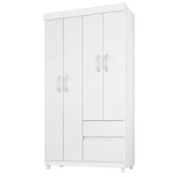 Guarda Roupa Solteiro 04 Portas Lotus Branco Rosa Demobile