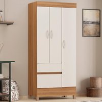 Guarda Roupa Solteiro 03 Portas Wind Amendoa Off White Demobile
