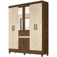 Guarda Roupa Casal 8 Portas Com Espelho 8358 Castanho Wood Avela Wood Moval