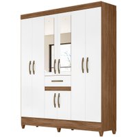 Guarda Roupa Casal 8 Portas Com Espelho 8350 Naturale Branco Moval