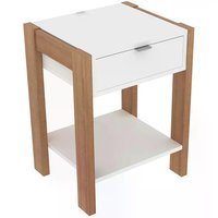 Mesa de Cabeceira Com Tomada 1 Gaveta AZ1016 Amendoa Branco Tecno Mobili