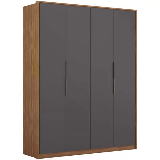 Guarda Roupa Casal 4 Portas Atore Amendola Grafito Demartez