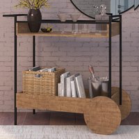Aparador Bar Com Rodas Decorativas Steel Quadra 27853 Vermont Preto Fosco Artesano